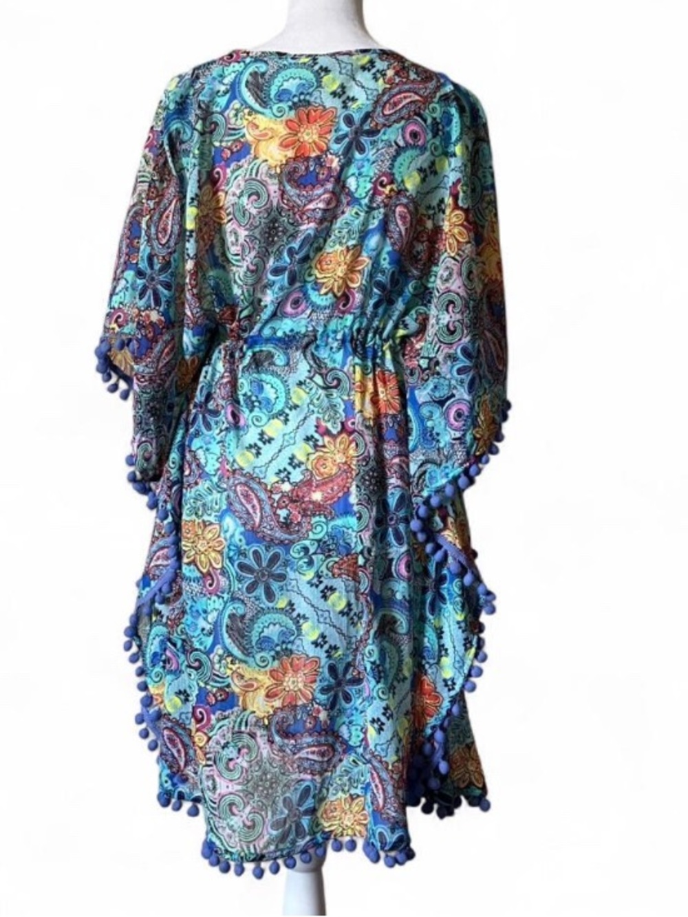 Bleu by Rod Beattie Paisley Cover-Up Dress – Boho Beach Tunic size Small - Picture 4 of 10